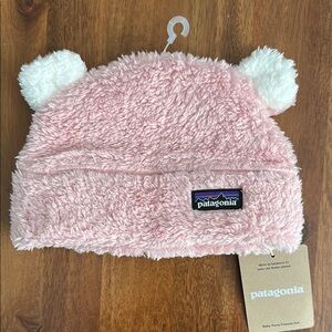 NWT Patagonia Baby Furry Fleece Hat - Pink and White
